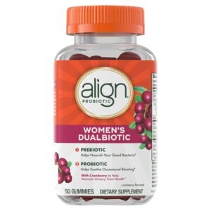 Align Women's Health, Prebiotic + Probiotic, with Cranberry for Feminine Health, Help Nourish & Add Good Bacteria for Digestive Health, 50 Gummies Align Women's Health, Prebiotic + Probiotic, with Cranberry for Feminine Health, Help Nourish & Add Good Bacteria for Digestive Health, 50 Gummies