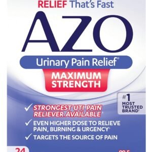AZO Urinary Pain Relief Maximum Strength, FSA/HSA Eligible, Fast relief of UTI Pain, Burning & Urgency, Targets Source of Pain, #1 Most Trusted Brand, 24 Tablets AZO Urinary Pain Relief Maximum Strength, FSA/HSA Eligible, Fast relief of UTI Pain, Burning & Urgency, Targets Source of Pain, #1 Most Trusted Brand, 24 Tablets