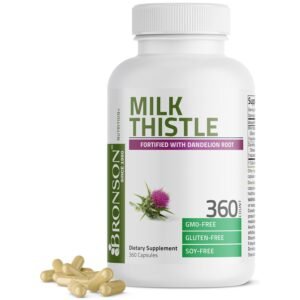 Bronson Milk Thistle Silymarin Marianum & Dandelion Root Liver Health Support, Antioxidant Support, Detox, 360 Capsules Bronson Milk Thistle Silymarin Marianum & Dandelion Root Liver Health Support, Antioxidant Support, Detox, 360 Capsules