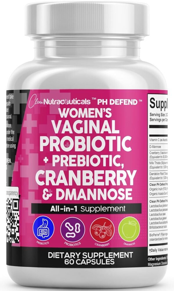 Clean Nutraceuticals Vaginal Probiotics for Women with Cranberry, D-Mannose, Prebiotics, pH Balance Support, Feminine Health, Urinary Tract Cleanse – Capsule Alternative to... Clean Nutraceuticals Vaginal Probiotics for Women with Cranberry, D-Mannose, Prebiotics, pH Balance Support, Feminine Health, Urinary Tract Cleanse – Capsule Alternative to...