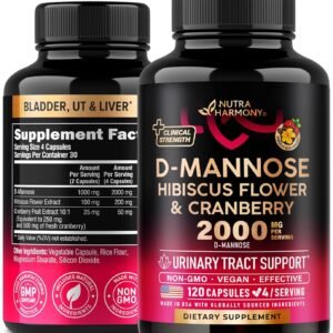 D-Mannose 2000mg with Cranberry 500mg & Hibiscus - Clinically Tested Strength for Urinary Tract Health - Supplement for Women - Bladder, Liver & Microflora Support - Made in USA... D-Mannose 2000mg with Cranberry 500mg & Hibiscus - Clinically Tested Strength for Urinary Tract Health - Supplement for Women - Bladder, Liver & Microflora Support - Made in USA...