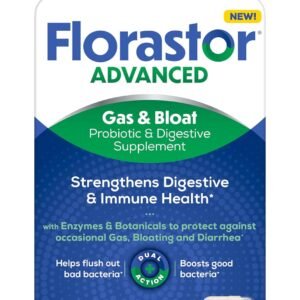 Florastor Advanced Gas and Bloat Probiotic, Digestive Enzymes and Botanicals, Plus Probiotics for Digestive Health, 30 Capsules Florastor Advanced Gas and Bloat Probiotic, Digestive Enzymes and Botanicals, Plus Probiotics for Digestive Health, 30 Capsules
