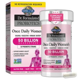 Garden of Life Once Daily Dr. Formulated Probiotics for Women 50 Billion CFU 16 Probiotic Strains with Organic Prebiotics for Digestive, Vaginal & Immune Health, Dairy Free,... Garden of Life Once Daily Dr. Formulated Probiotics for Women 50 Billion CFU 16 Probiotic Strains with Organic Prebiotics for Digestive, Vaginal & Immune Health, Dairy Free,...