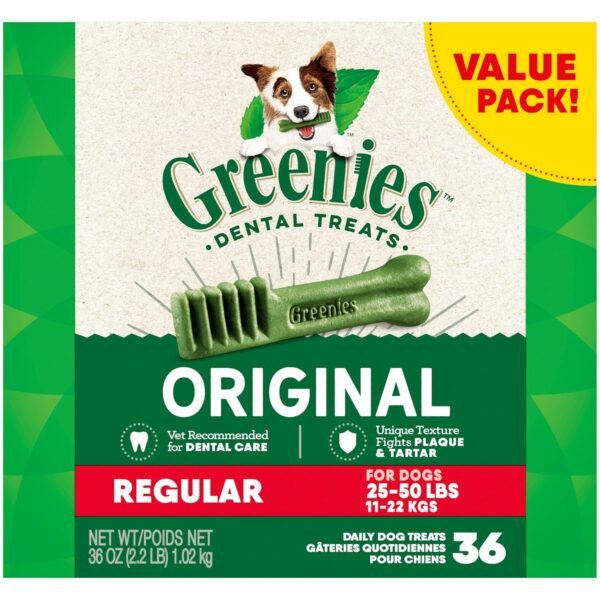 Greenies Original Regular Natural Dog Dental Care Dog Treats (36 Treats) Greenies Original Regular Natural Dog Dental Care Dog Treats (36 Treats)