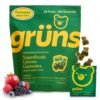 Gruns Adults Super Greens Gummies, Superfood Gummy Bears with Spirulina, Chlorella, Prebiotic & Fiber for Digestive Health, Adaptogens Supplement with 20 Vitamins & Minerals,...