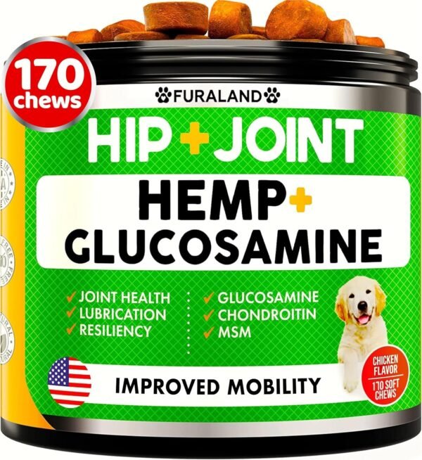 Hemp Hip and Joint Supplement for Dogs - Glucosamine for Dogs - 170 Dog Joint Pain Relief Treats - Chondroitin, Hemp Oil, MSM - Mobility & Flexibility Support - Advanced Care... Hemp Hip and Joint Supplement for Dogs - Glucosamine for Dogs - 170 Dog Joint Pain Relief Treats - Chondroitin, Hemp Oil, MSM - Mobility & Flexibility Support - Advanced Care...