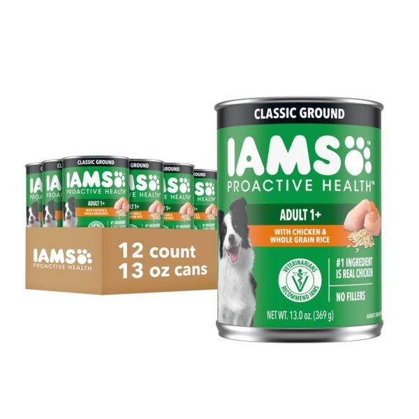 IAMS Proactive Health Adult Wet Dog Food Classic Ground with Chicken and Rice, 13 oz. Cans, Pack of 12 IAMS Proactive Health Adult Wet Dog Food Classic Ground with Chicken and Rice, 13 oz. Cans, Pack of 12