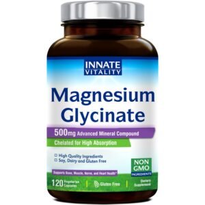 Innate Vitality Magnesium Glycinate 500mg | 70mg Elemental Magnesium Supplement- High Absorption, Non Buffered, Non-GMO & No Gluten - Nerve, Muscle, Bone Health - 120 Vegan... Innate Vitality Magnesium Glycinate 500mg | 70mg Elemental Magnesium Supplement- High Absorption, Non Buffered, Non-GMO & No Gluten - Nerve, Muscle, Bone Health - 120 Vegan...