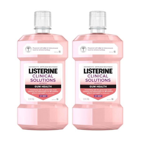 Listerine Clinical Solutions Gum Health Antiseptic Mouthwash, Antigingivitis & Antiplaque Oral Rinse Helps Prevent Buildup & Kills Germs for Healthier Gums, ICY Mint, Twin Pack,... Listerine Clinical Solutions Gum Health Antiseptic Mouthwash, Antigingivitis & Antiplaque Oral Rinse Helps Prevent Buildup & Kills Germs for Healthier Gums, ICY Mint, Twin Pack,...