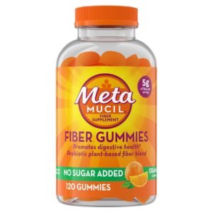 Metamucil Fiber Gummies for Adults, No Sugar Added Orange Flavor, 5g Prebiotic Plant Based Fiber Supplement Blend, 120 Count Metamucil Fiber Gummies for Adults, No Sugar Added Orange Flavor, 5g Prebiotic Plant Based Fiber Supplement Blend, 120 Count