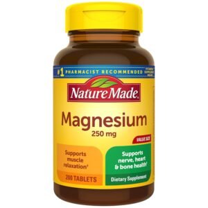 Nature Made Magnesium Oxide 250 mg, Magnesium Supplement for Muscle, Heart, Bone and Nerve Health Support, 200 Tablets, 200 Day Supply Nature Made Magnesium Oxide 250 mg, Magnesium Supplement for Muscle, Heart, Bone and Nerve Health Support, 200 Tablets, 200 Day Supply