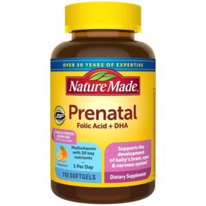 Nature Made Prenatal with Folic Acid + DHA, Prenatal Vitamin and Mineral Supplement for Daily Nutritional Support, 110 Softgels, 110 Day Supply Nature Made Prenatal with Folic Acid + DHA, Prenatal Vitamin and Mineral Supplement for Daily Nutritional Support, 110 Softgels, 110 Day Supply