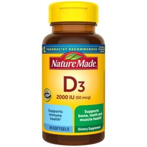 Nature Made Vitamin D3 2000 IU (50 mcg), Dietary Supplement for Bone, Teeth, Muscle and Immune Health Support, 90 Softgels, 90 Day Supply Nature Made Vitamin D3 2000 IU (50 mcg), Dietary Supplement for Bone, Teeth, Muscle and Immune Health Support, 90 Softgels, 90 Day Supply