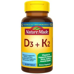 Nature Made Vitamin D3 K2, 5000 IU (125 mcg) Vitamin D, Dietary Supplement for Bone, Teeth, Muscle and Immune Health Support, 30 Softgels, 30 Day Supply Nature Made Vitamin D3 K2, 5000 IU (125 mcg) Vitamin D, Dietary Supplement for Bone, Teeth, Muscle and Immune Health Support, 30 Softgels, 30 Day Supply