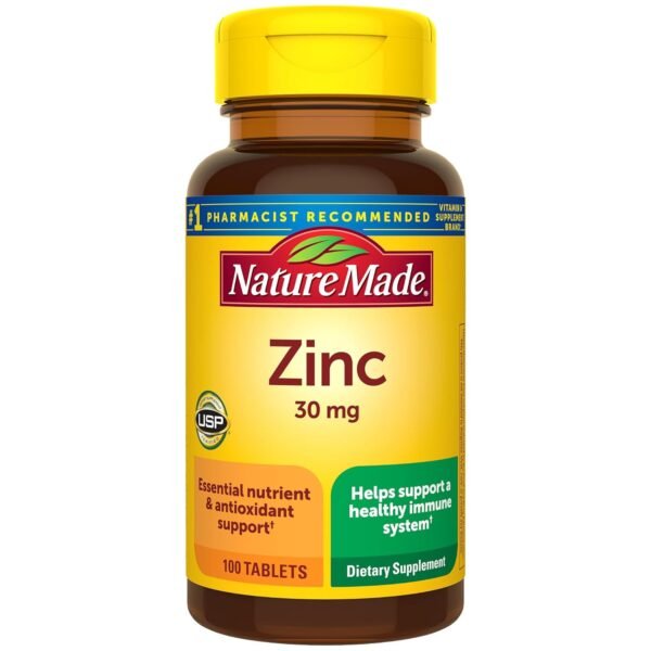 Nature Made Zinc 30 mg, Dietary Supplement for Immune Health and Antioxidant Support, 100 Tablets, 100 Day Supply Nature Made Zinc 30 mg, Dietary Supplement for Immune Health and Antioxidant Support, 100 Tablets, 100 Day Supply
