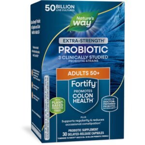 Nature’s Way Fortify Extra Strength† Probiotic Age 50+, 50 Billion Live Cultures, 11 Strains, Prebiotics, Digestive Health*, Immune Support*, Colon Health*, 30 Capsules... Nature’s Way Fortify Extra Strength† Probiotic Age 50+, 50 Billion Live Cultures, 11 Strains, Prebiotics, Digestive Health*, Immune Support*, Colon Health*, 30 Capsules...