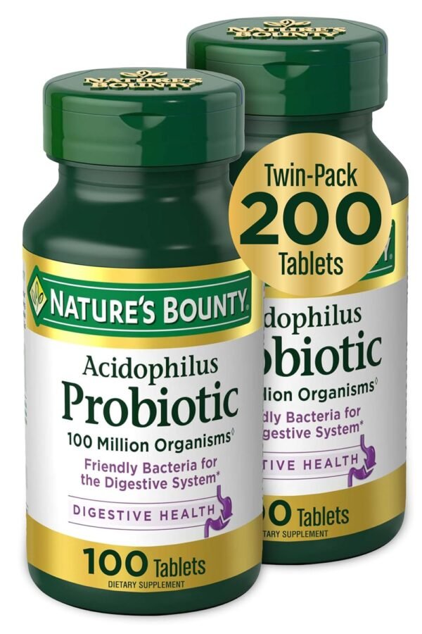 Nature's Bounty Acidophilus Probiotic, Daily Probiotic Supplement, Digestive Health, 200 Tablets, Twin Pack Nature's Bounty Acidophilus Probiotic, Daily Probiotic Supplement, Digestive Health, 200 Tablets, Twin Pack