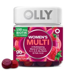 OLLY Women's Multivitamin Gummy, Vitamins A, D, C, E, Biotin, Folic Acid, Adult Chewable Vitamin, Berry Flavor, 45 Day Supply - 90 Count OLLY Women's Multivitamin Gummy, Vitamins A, D, C, E, Biotin, Folic Acid, Adult Chewable Vitamin, Berry Flavor, 45 Day Supply - 90 Count