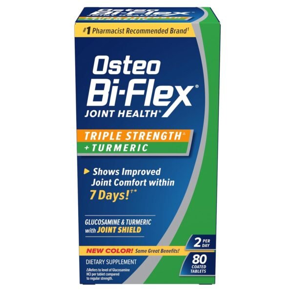 Osteo Bi-Flex Triple Strength Glucosamine with Turmeric, Joint Health Supplement, Coated Tablets, Original Version, 80 Count Osteo Bi-Flex Triple Strength Glucosamine with Turmeric, Joint Health Supplement, Coated Tablets, Original Version, 80 Count