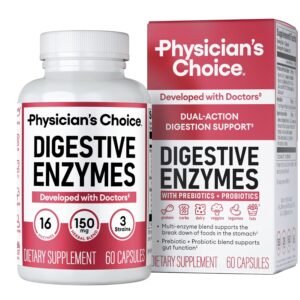 Physician's CHOICE Digestive Enzymes - Multi Enzymes, Organic Prebiotics & Probiotics for Digestive Health & Gut Health - Meal Time Discomfort Relief & Bloating - Dual Action... Physician's CHOICE Digestive Enzymes - Multi Enzymes, Organic Prebiotics & Probiotics for Digestive Health & Gut Health - Meal Time Discomfort Relief & Bloating - Dual Action...