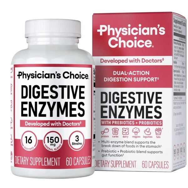 Physician's CHOICE Digestive Enzymes - Multi Enzymes, Organic Prebiotics & Probiotics for Digestive Health & Gut Health - Meal Time Discomfort Relief & Bloating - Dual Action... Physician's CHOICE Digestive Enzymes - Multi Enzymes, Organic Prebiotics & Probiotics for Digestive Health & Gut Health - Meal Time Discomfort Relief & Bloating - Dual Action...