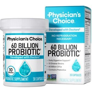 Physician's Choice Probiotics 60 Billion CFU - 10 Strains + Organic Prebiotics - Immune, Digestive & Gut Health - Supports Occasional Constipation, Diarrhea, Gas & Bloating -... Physician's Choice Probiotics 60 Billion CFU - 10 Strains + Organic Prebiotics - Immune, Digestive & Gut Health - Supports Occasional Constipation, Diarrhea, Gas & Bloating -...