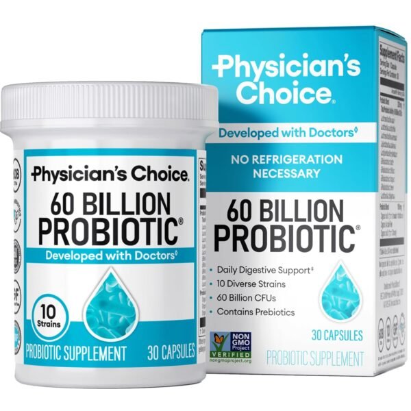 Physician's Choice Probiotics 60 Billion CFU - 10 Strains + Organic Prebiotics - Immune, Digestive & Gut Health - Supports Occasional Constipation, Diarrhea, Gas & Bloating -... Physician's Choice Probiotics 60 Billion CFU - 10 Strains + Organic Prebiotics - Immune, Digestive & Gut Health - Supports Occasional Constipation, Diarrhea, Gas & Bloating -...