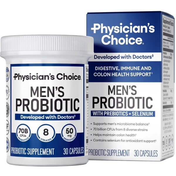 Physician's Choice Probiotics for Men - 70 Billion CFU - 8 Strains - w/Selenium & Organic Prebiotics - Supports Digestive Health, Microbiome, Colon, & Immune Health - Advanced... Physician's Choice Probiotics for Men - 70 Billion CFU - 8 Strains - w/Selenium & Organic Prebiotics - Supports Digestive Health, Microbiome, Colon, & Immune Health - Advanced...