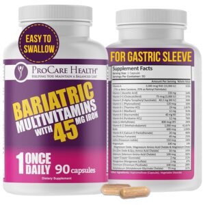 ProCare Health Bariatric Multivitamin with Iron 45mg (90 Easy to Swallow Capsules) - Post Op Bariatric Vitamins for Gastric Bypass Pills for Sleeve Patients, Sustain Recovery &... ProCare Health Bariatric Multivitamin with Iron 45mg (90 Easy to Swallow Capsules) - Post Op Bariatric Vitamins for Gastric Bypass Pills for Sleeve Patients, Sustain Recovery &...