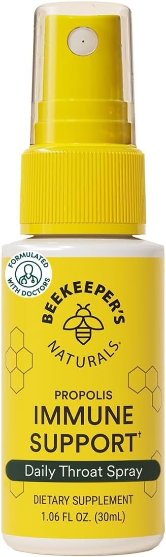 Propolis Throat Spray by Beekeeper's Naturals - 95% Bee Propolis Extract, Natural Immune Support & Sore Throat Relief - Antioxidants, Keto, Paleo, Gluten-Free (1.06 oz)(Pack of 1) Propolis Throat Spray by Beekeeper's Naturals - 95% Bee Propolis Extract, Natural Immune Support & Sore Throat Relief - Antioxidants, Keto, Paleo, Gluten-Free (1.06 oz)(Pack of 1)
