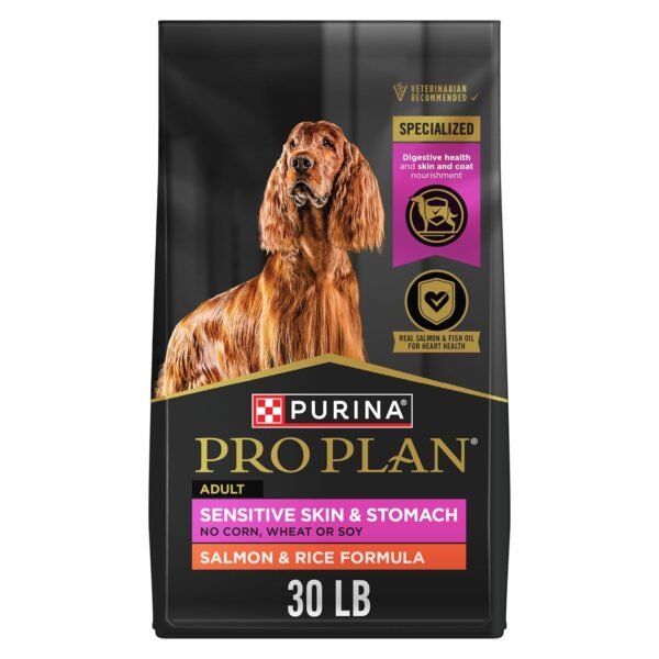 Purina Pro Plan Sensitive Skin and Stomach Dog Food Dry, Adult Salmon & Rice Formula, Digestive Health - 30 lb. Bag Purina Pro Plan Sensitive Skin and Stomach Dog Food Dry, Adult Salmon & Rice Formula, Digestive Health - 30 lb. Bag