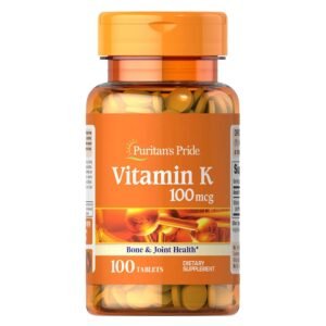 Puritan's Pride Premium Vitamin K 100mcg, Dietary Supplement for Bone, Joint, and Blood Clotting Health Support, 100 Day Supply, 100 Tablets Puritan's Pride Premium Vitamin K 100mcg, Dietary Supplement for Bone, Joint, and Blood Clotting Health Support, 100 Day Supply, 100 Tablets