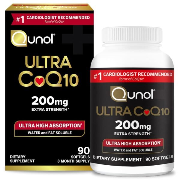 Qunol CoQ10 200mg Softgels, Ultra CoQ10 - Ultra High Absorption Coenzyme Q10 Supplements - Antioxidant Supplement for Vascular and Heart Health & Energy Production, 90 Count Qunol CoQ10 200mg Softgels, Ultra CoQ10 - Ultra High Absorption Coenzyme Q10 Supplements - Antioxidant Supplement for Vascular and Heart Health & Energy Production, 90 Count