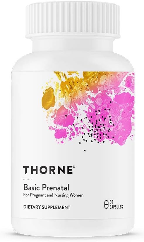 THORNE Basic Prenatal - Well-Researched Folate Multi for Pregnant and Nursing Women Includes 18 Vitamins and Minerals, Plus Choline - 90 Capsules - 30 Servings THORNE Basic Prenatal - Well-Researched Folate Multi for Pregnant and Nursing Women Includes 18 Vitamins and Minerals, Plus Choline - 90 Capsules - 30 Servings