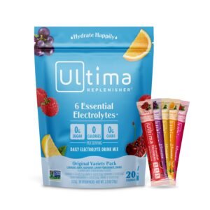 Ultima Replenisher Daily Electrolyte Powder Drink Mix – Original Variety, 20 Stickpacks – Hydration Packets with 6 Electrolytes and Minerals – Keto Friendly, Vegan, Non-GMO and... Ultima Replenisher Daily Electrolyte Powder Drink Mix – Original Variety, 20 Stickpacks – Hydration Packets with 6 Electrolytes and Minerals – Keto Friendly, Vegan, Non-GMO and...