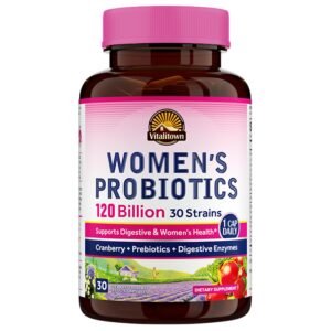 Vitalitown Probiotics for Women 120 Billion CFUs, 30 Strains, with Prebiotics & Digestive Enzymes & Cranberry, Gut & Vaginal Health, Vegan 30 Delayed Release Caps Vitalitown Probiotics for Women 120 Billion CFUs, 30 Strains, with Prebiotics & Digestive Enzymes & Cranberry, Gut & Vaginal Health, Vegan 30 Delayed Release Caps