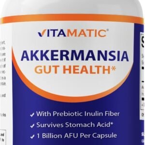 Vitamatic Akkermansia Muciniphila Gut Health - 60 DR Capsules (Delayed Released) - Made with Prebiotic Inulin Fiber Vitamatic Akkermansia Muciniphila Gut Health - 60 DR Capsules (Delayed Released) - Made with Prebiotic Inulin Fiber