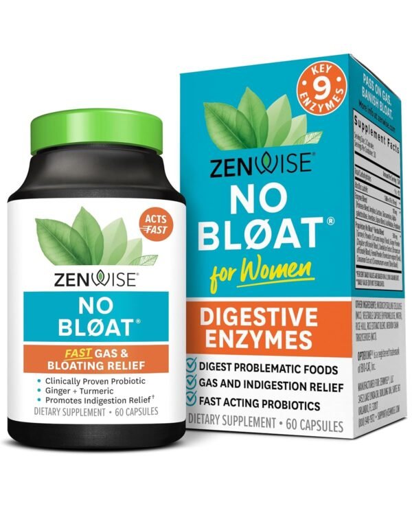 Zenwise Health NO Bloat Digestive Enzymes + Probiotics for Women and Men Digestive Health with Ginger, Dandelion, and Lactase for Gas and Bloating Relief - Vegan Water Retention... Zenwise Health NO Bloat Digestive Enzymes + Probiotics for Women and Men Digestive Health with Ginger, Dandelion, and Lactase for Gas and Bloating Relief - Vegan Water Retention...