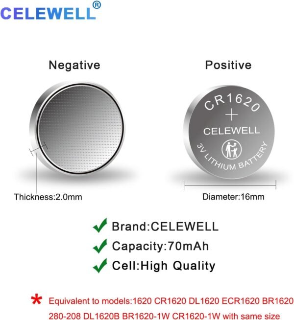61IGRFyP6DL._AC_SL1500_ CR1620 Battery Review for Key Fob Trackers by CELEWELL High Performance