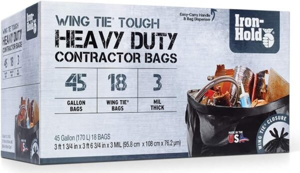 61U3yXXWhlL._AC_SL1001_ Iron-Hold 45 Gallon Contractor Trash Bags Review Heavy Duty Strength and Convenience