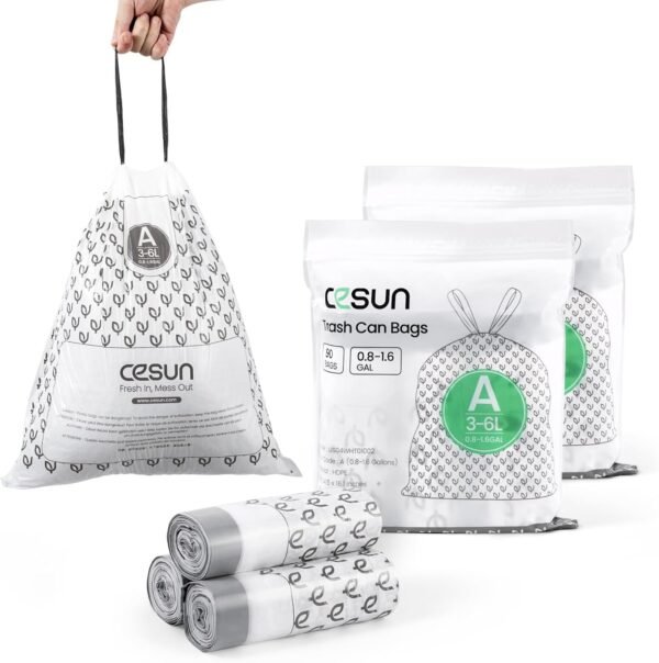 714mFpRzoFL._AC_SL1500_ Cesun Small Trash Bags Review Durable Drawstring Bathroom Liners 90 Count Bulk Pack