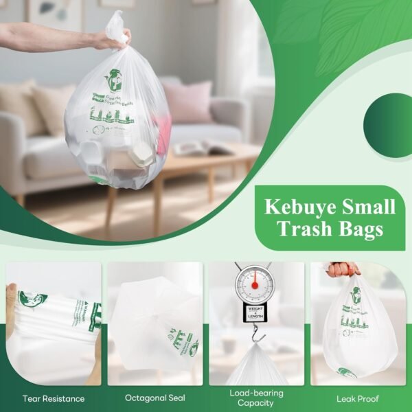 71BKQ4hww8L._AC_SL1500_ Compostable Small Trash Bags Kebuye Review Eco Friendly 120 Count Durable Liners