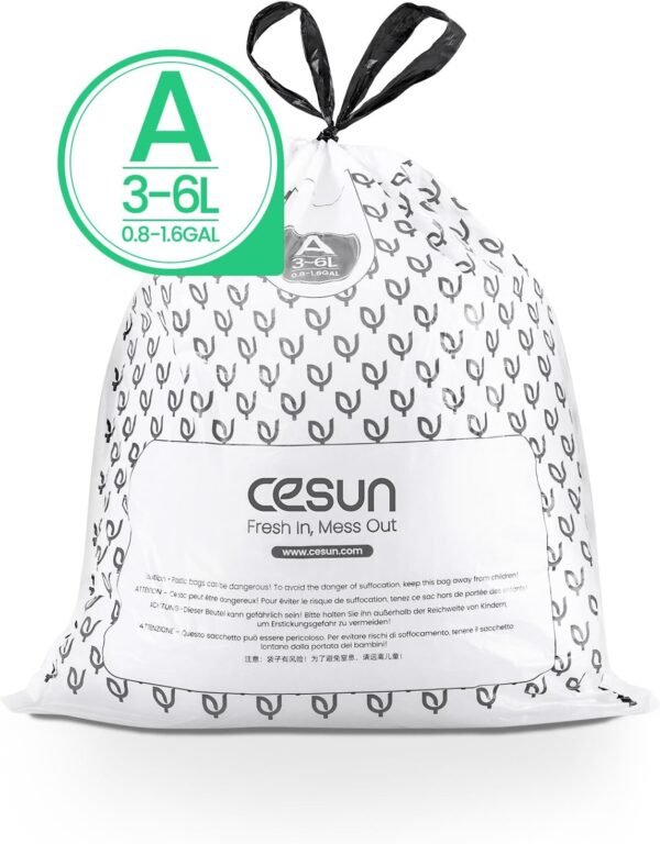 71fFEImj1L._AC_SL1500_ Cesun Small Trash Bags Review Durable Drawstring Bathroom Liners 90 Count Bulk Pack