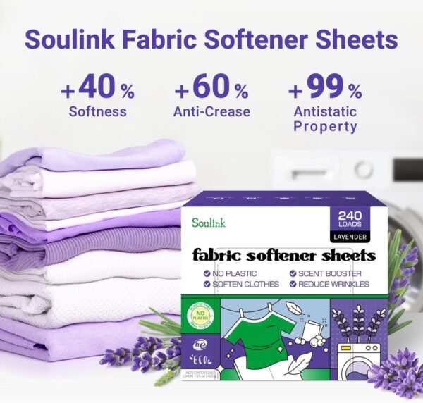 71htol44TL._AC_SL1500_ Soulink Fabric Softener Sheets Review Eco Friendly Laundry Softener Alternative