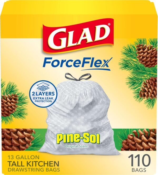 81hZnLiHcxL._AC_SL1500_ Glad Tall Kitchen Trash Bags Review Pine-Sol Scented Durable ForceFlex Technology